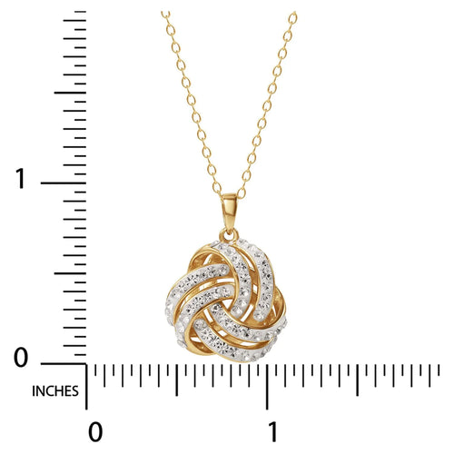 Brilliance Fine Women'S Love Knot 18K Gold Crystal Pendant and Earring Set